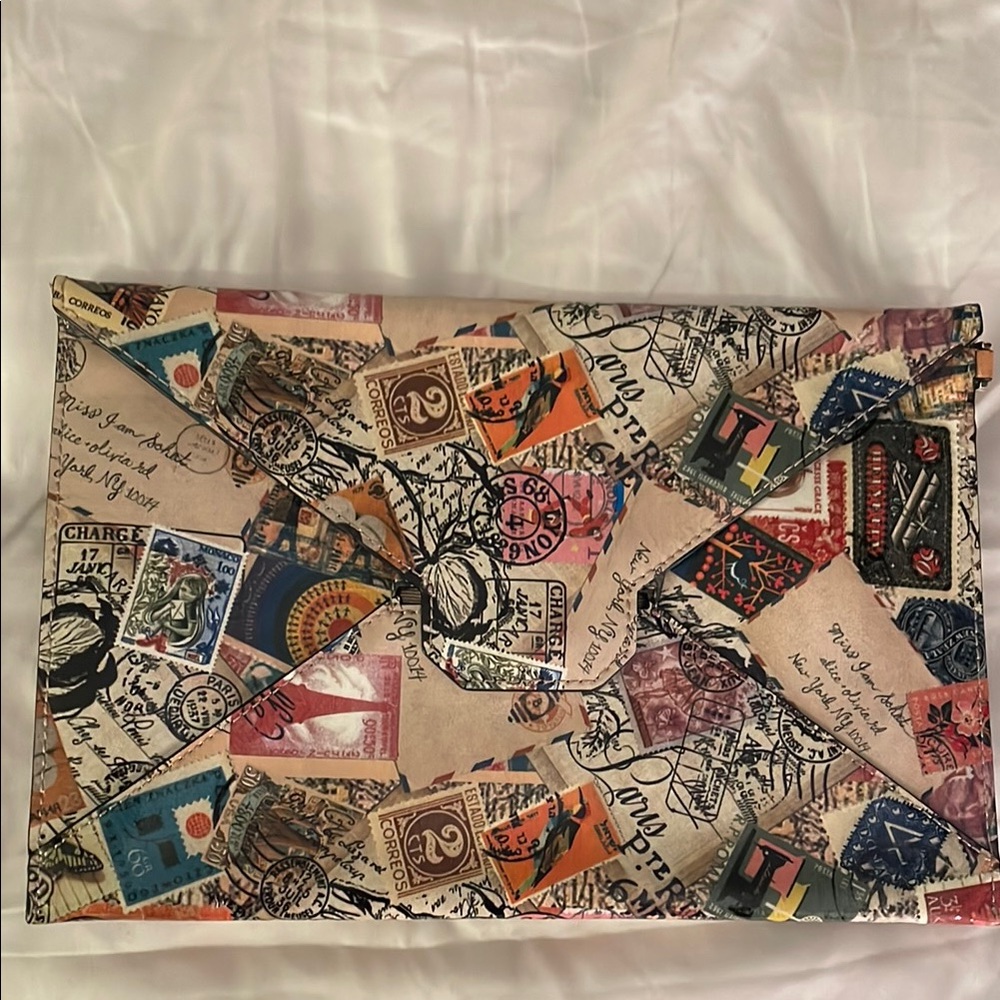 Colorful Stamp Print Clutch